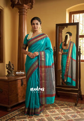 Dual Shade Teal Green with Maroon - Raaga - Semi Tussar with Rudraksham Border - Best for Small Functions