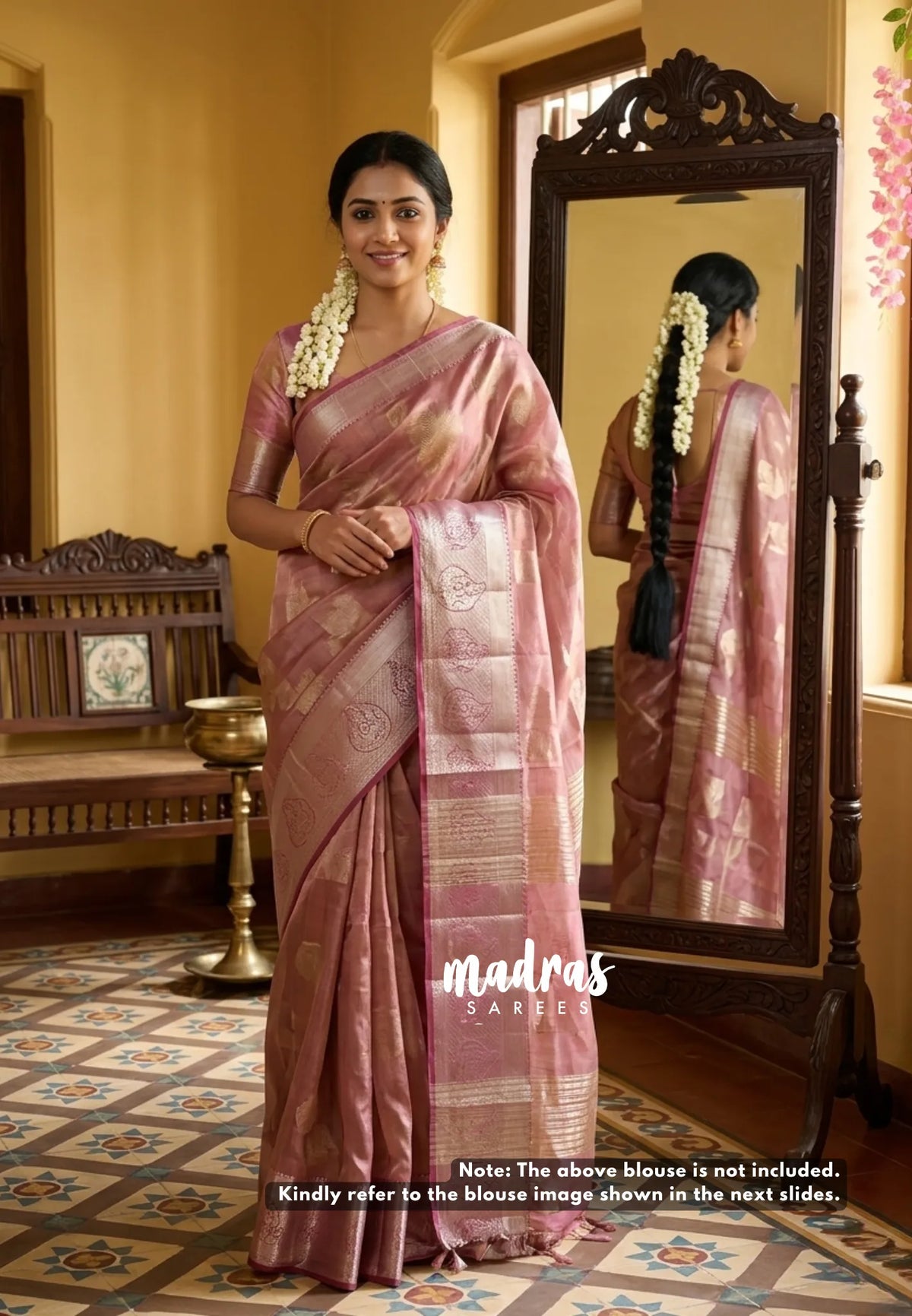 Dual Shade Onion peach and Blush - Raaga Premium Semi tussar Jamdani Weaving Body - Perfect for Night Functions