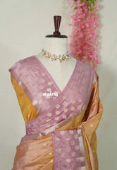 Dual Shade Peach And Lilac - Raaga - Semi tussar with Zari Border and 1000 Buttas - Best for Wedding Functions
