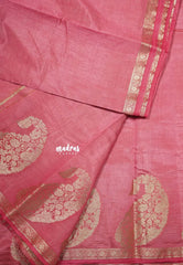 Dual Shade Peach Pink - Raaga - Lightweight Semi tussar saree with Mango border - Best for Small Functions