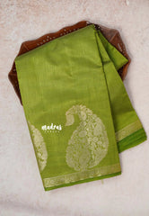 Forest Green - Raaga - Lightweight Semi tussar saree with Mango border