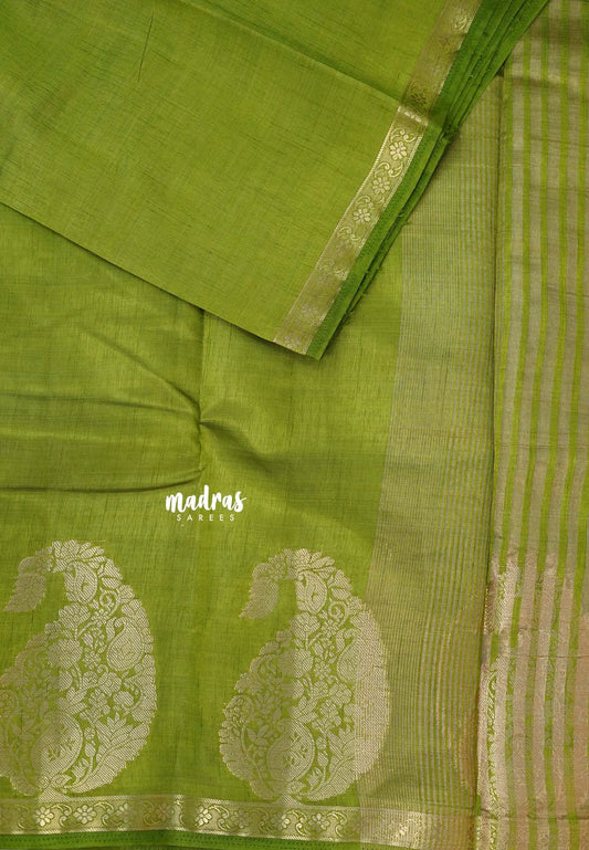 Forest Green - Raaga - Lightweight Semi tussar saree with Mango border