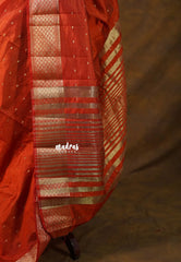 Rich Burnt Orange - Raaga premium semi tussar zari border with buttas - Perfect for Festive Wear