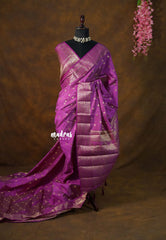 Dual Shade Magenta Purple - Raaga premium semi tussar zari border with buttas - Perfect for Festive Wear
