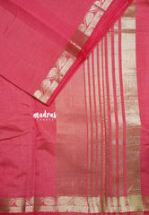 Raaga - Lightweight Semi tussar saree wtih leaf border - Reddish pink