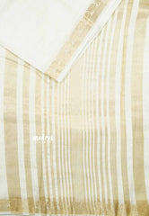 Cream white - Lightweight Semi tussar saree wtih leaf border - Raaga