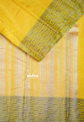 Raaga - Lightweight Semi tussar rosegold checks weaving - Mango yellow