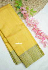 Raaga - Lightweight Semi tussar rosegold checks weaving - Mango yellow