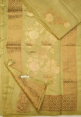 Raaga - Lightweight Semi tussar with Full weaving Rose border - Beige