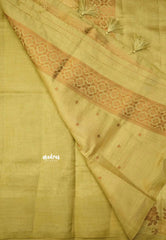 Raaga - Lightweight Semi tussar with Full weaving Rose border - Beige