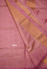 Raaga - Lightweight Semi tussar with Full weaving Rose border - Pastel onion pink