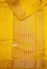 Raaga - Lightweight Semi tussar Leaf motif with kantha stich weaving  - Mustard Yellow