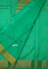 Raaga - Lightweight Semi tussar Leaf motif with kantha stich weaving  - Teal green