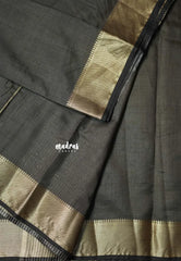 Dual Shade Greyish Black - Raaga - Lightweight Semi tussar bavanji border - Best for Small Functions