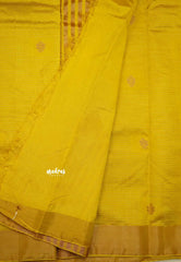 Raaga - Lightweight Semi tussar flower motif with kantha stich weaving  - Golden yellow