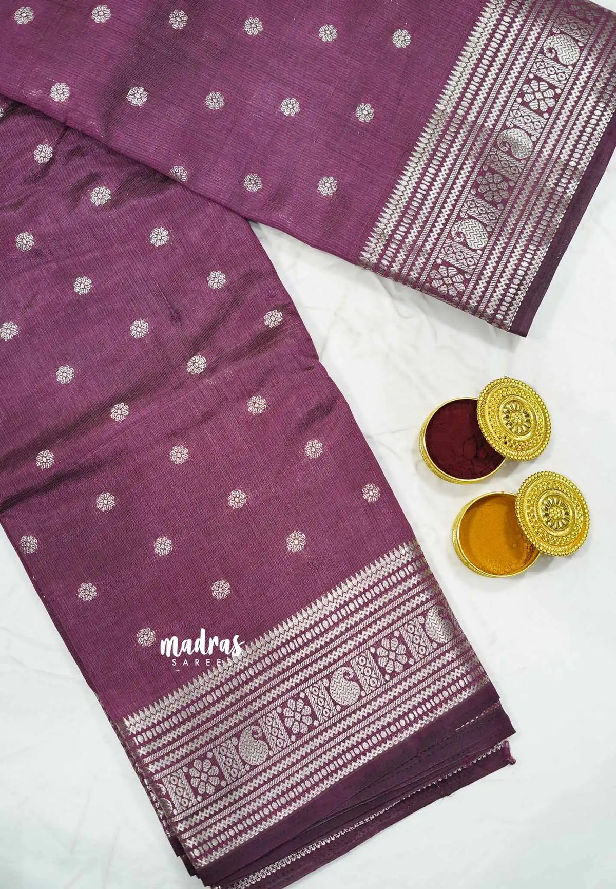 Raaga - Lightweight Semi Tussar Saree Wtih Silver Zari - Purple 