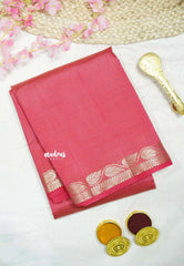 Raaga - Lightweight Semi tussar saree wtih leaf border - Reddish pink