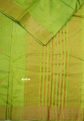 Raaga - Lightweight Semi tussar Leaf motif with kantha stich weaving  - Chutney green