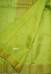 Raaga - Lightweight Semi tussar Leaf motif with kantha stich weaving  - Chutney green