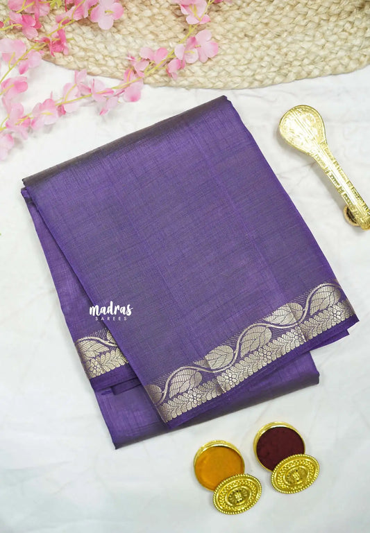 (PRE BOOKING) Raaga - Lightweight Semi tussar saree wtih leaf border - Violet purple