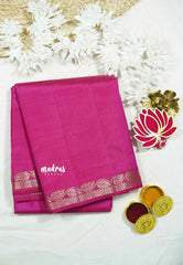 Rani pink - Lightweight Semi tussar saree wtih leaf border - Raaga