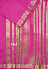 Rani pink - Lightweight Semi tussar saree wtih leaf border - Raaga