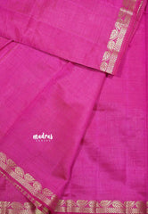 Rani pink - Lightweight Semi tussar saree wtih leaf border - Raaga