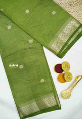 Raaga - Lightweight Semi tussar kantha stitch weaving body - Sap Green