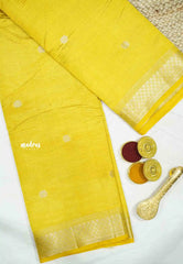 Raaga - Lightweight Semi tussar kantha stitch weaving body - Lemon yellow