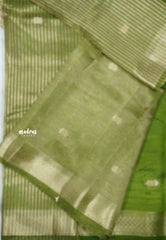 Raaga - Lightweight Semi tussar kantha stitch weaving body - Sap Green