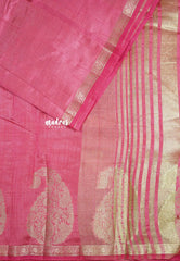 Rose pink - Lightweight Semi tussar saree wtih Mango border - Raaga
