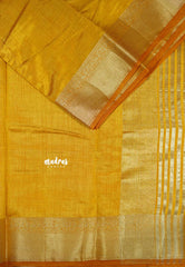 Yellow - Raaga - Lightweight Semi tussar saree wtih vanasingaram border