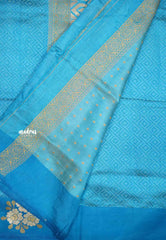 Raaga - Lightweight Semi tussar self weaving body floral border rich pallu - Ananda blue