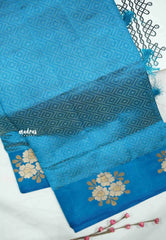 Raaga - Lightweight Semi tussar self weaving body floral border rich pallu - Ananda blue