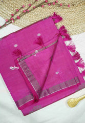 Raaga - Lightweight small border Semi tussar - Magenta pink