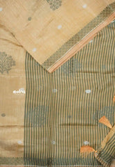 Raaga - Lightweight small border Semi tussar - Mild peach