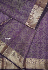 Raaga - Lightweight Semi tussar floral weaving body banarasi border - Grape purple