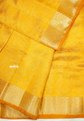 Raaga - Lightweight Semi tussar floral weaving body banarasi border - Mustard orange