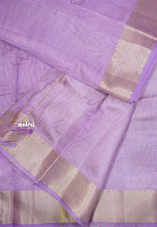 Raaga - Lightweight Semi tussar self weaving body bavanji border - Lavender