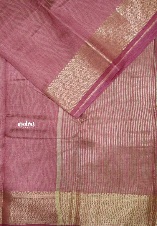 Raaga - Lightweight Semi tussar self weaving body bavanji border - onion pink