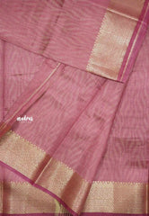 Raaga - Lightweight Semi tussar self weaving body bavanji border - onion pink