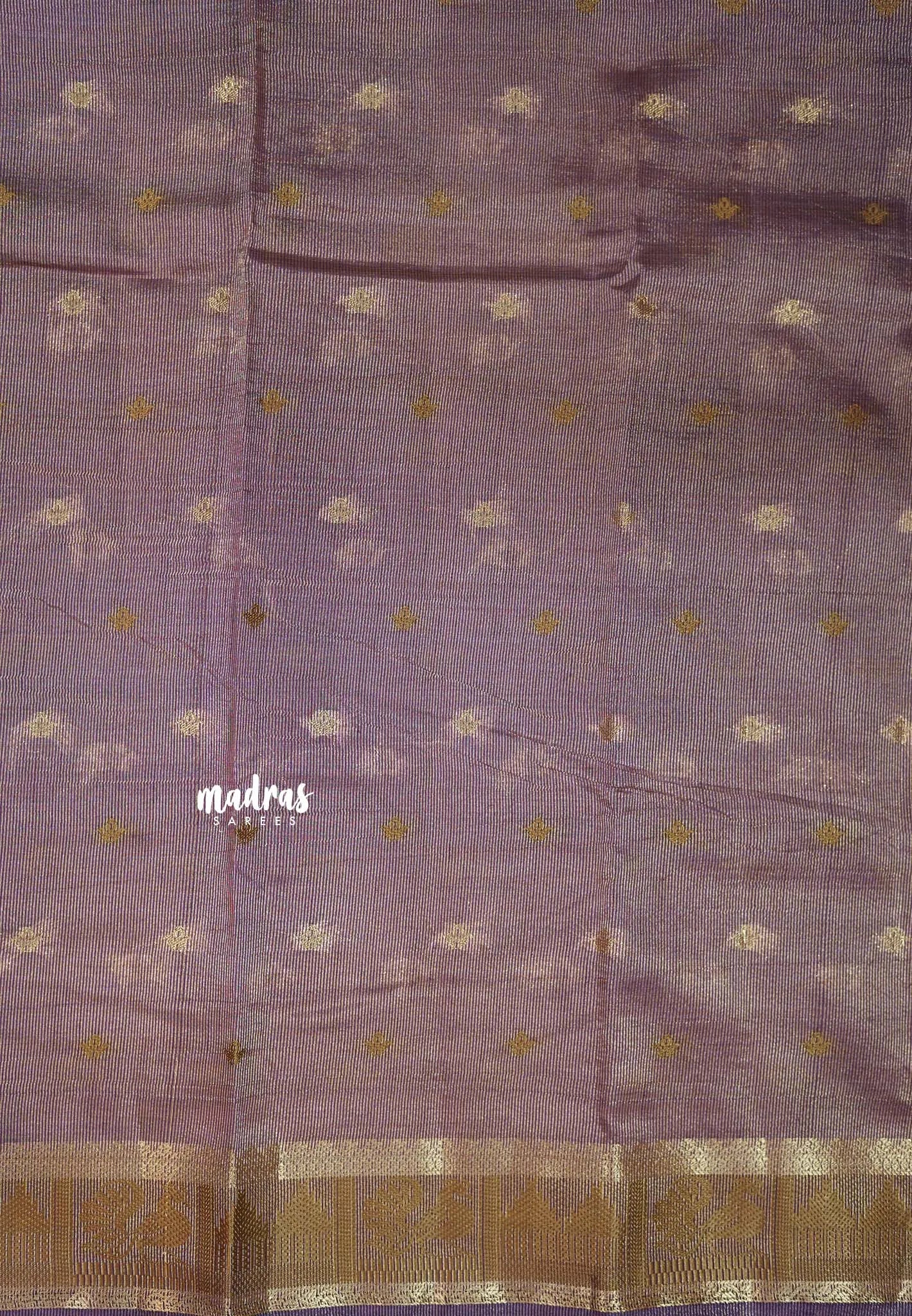 Royal Purple - Raaga - Semi Tussar Plain body with Buttas and Mayil Border
