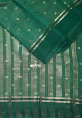Dual Shade Emerald Green - Raaga - Semi Tussar Saree Buttas with Gap Border - Best for Small Functions