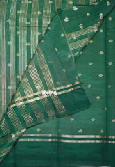 Dual Shade Emerald Green - Raaga - Semi Tussar Saree Buttas with Gap Border - Best for Small Functions