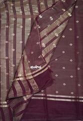 Dual Shade Muted Wine-Maroon - Raaga - Semi Tussar Saree Buttas with Gap Border - Best for Small Functions