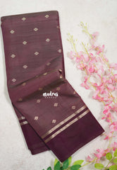 Dual Shade Muted Wine-Maroon - Raaga - Semi Tussar Saree Buttas with Gap Border - Best for Small Functions