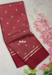 Dual Shade Reddish Maroon - Raaga - Semi Tussar Saree Buttas with Gap Border - Best for Small Functions