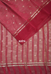 Dual Shade Reddish Maroon - Raaga - Semi Tussar Saree Buttas with Gap Border - Best for Small Functions