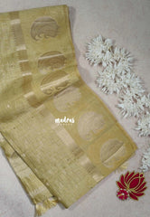Sandal Beige - Raaga Premium Semi tussar Checks Weaving with laksham Buttas Checks Body with Mango Border -  Perfect for Festive Wear