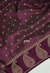 Dual shade Wine Purple - Raaga - Lightweight Semi Tussar Saree with Mango Border and Buttas - Best for Wedding Functions